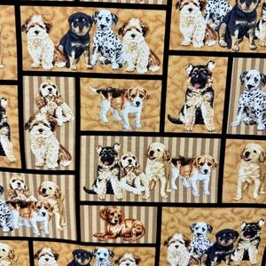 Puppy Love Revelation Fabric 1 yd Marcus Bros Gold Cotton Quilting Quilt Calico